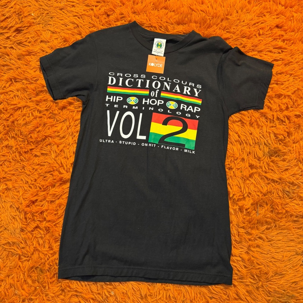 Cross Colours Dictionary of Hip Hop Rap Terminology Vol 2 T-Shirt Black Small